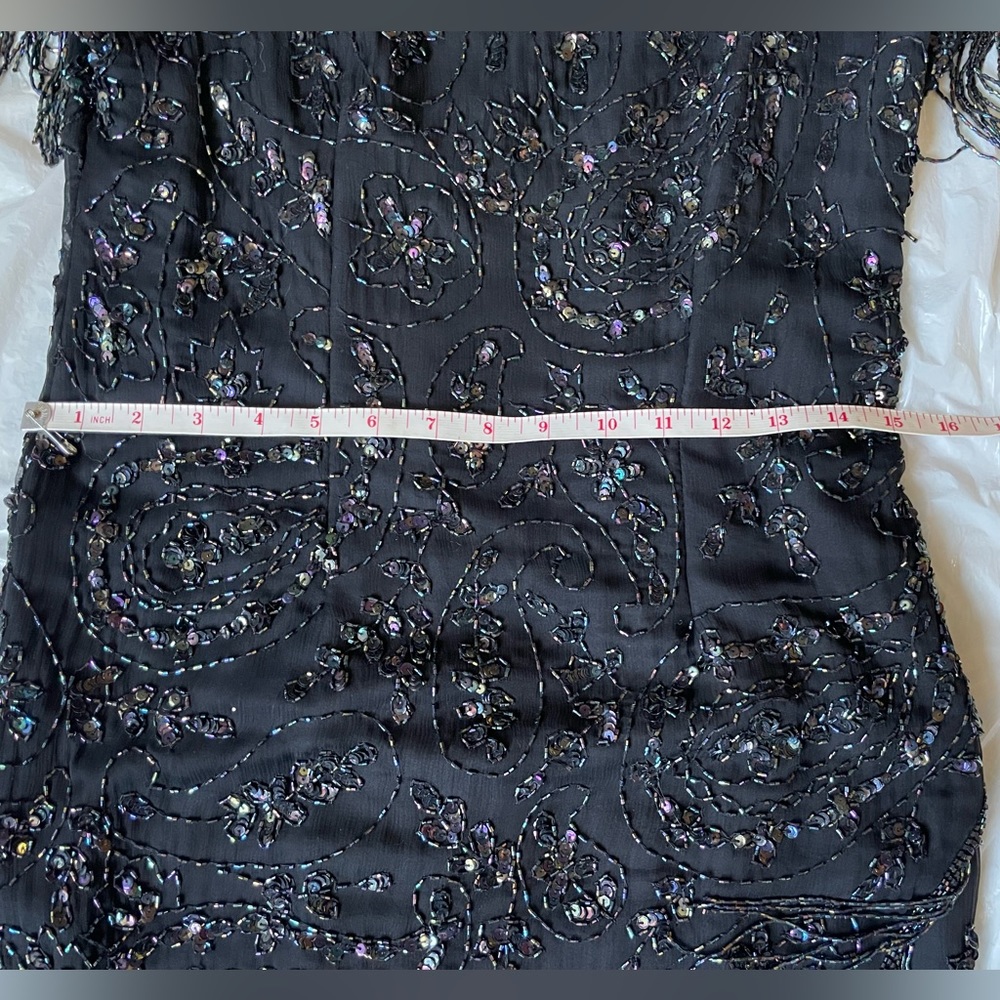 Vintage Cocktail Dress Silk Sequin Beaded - Picture 14 of 15
